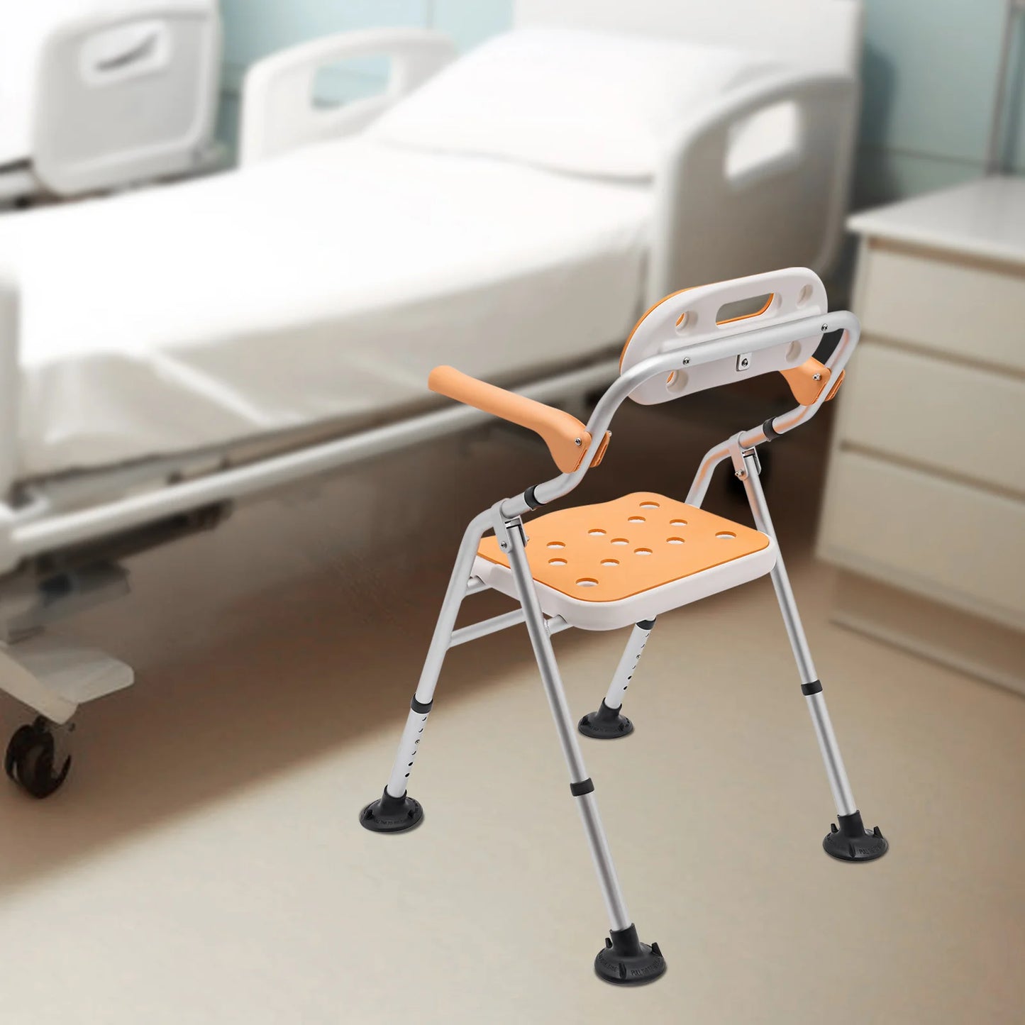 Foldable Shower Chair With Armrests And Backrest Height Adjustable