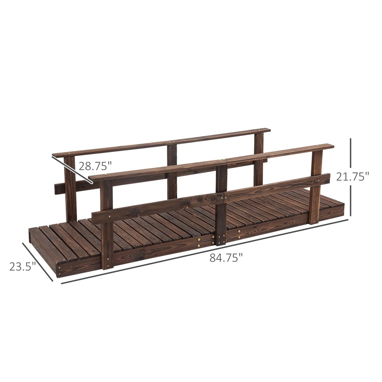 Wood Garden Bridge With Side Rails Footbridge Durable Weatherproof