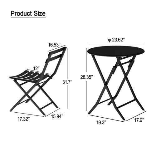 Foldable Outdoor Table And Chair Set For Balcony Patio