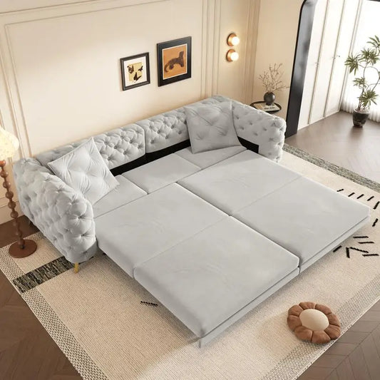 CN Sichuan Modern 3 in 1 Convertible Sofa Bed With Ottoman