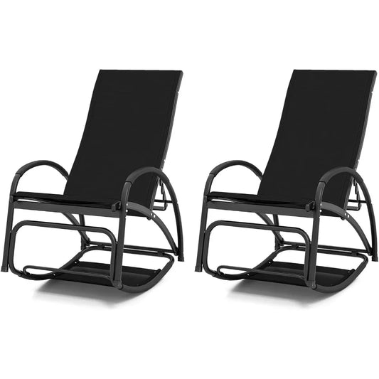 MKDK Convertible Outdoor Rocking Lounge Chair With Armrests