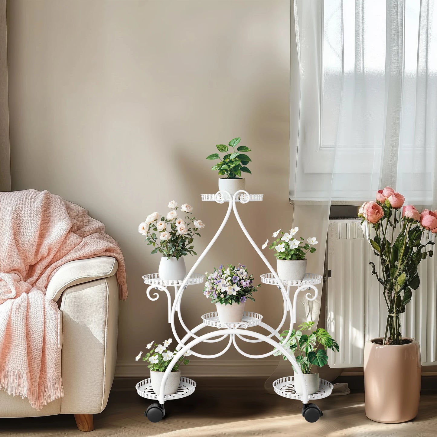 Wisfor 6 Tier Metal Flower Pot Display Stand Outdoor