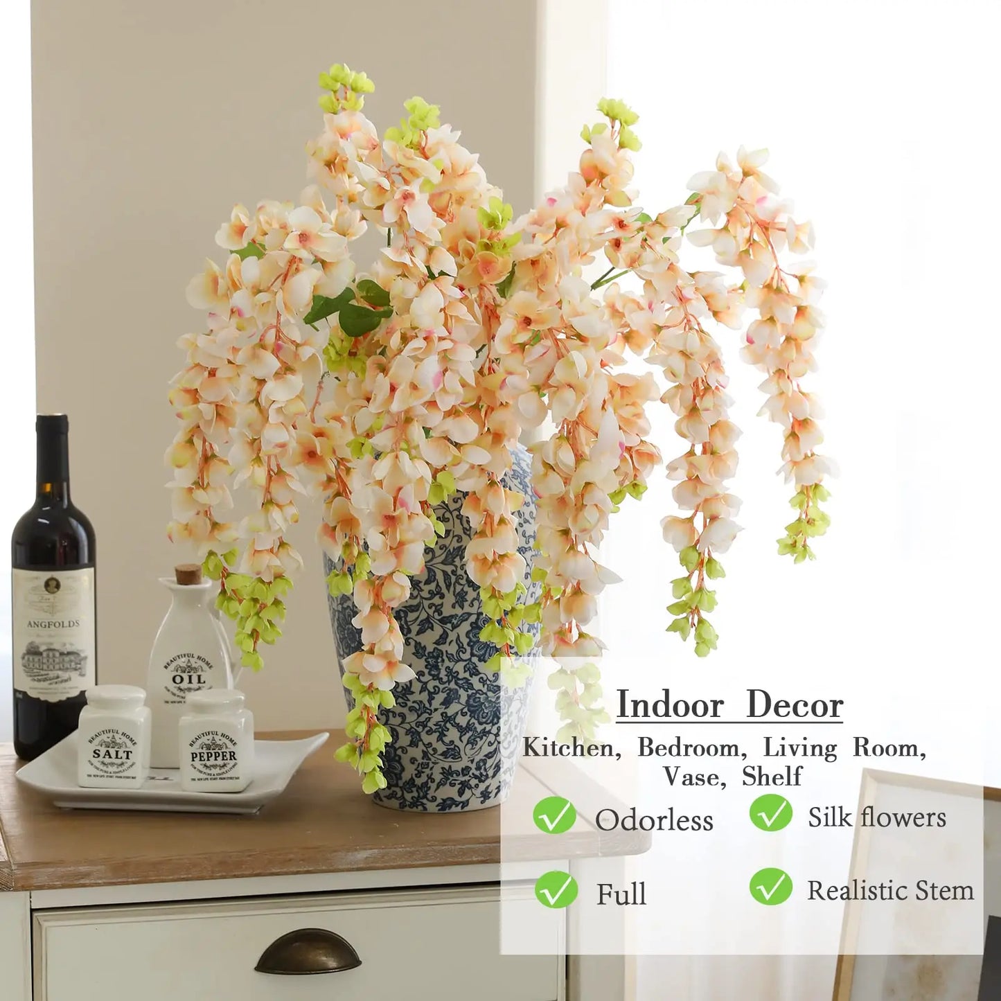 CHENAO CN Giant Wisteria Artificial Flowers Hanging Garland