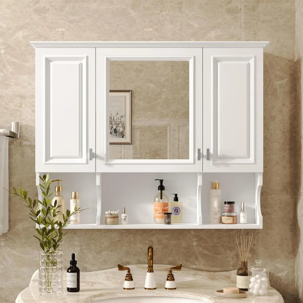Bathroom Wall Cabinet With Mirror And Open Shelves