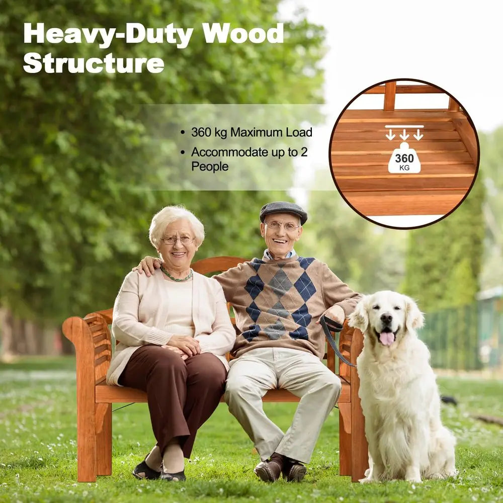 Folding Wooden Bench Outdoor Garden Patio High Backrest Crownlike