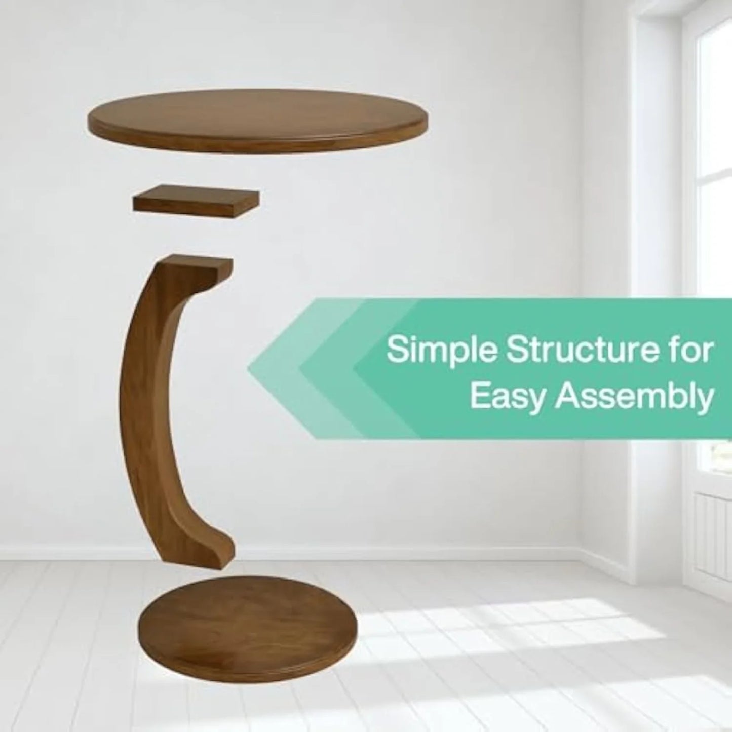 LITTLE TREE Round Wood CShaped End Table Living Room