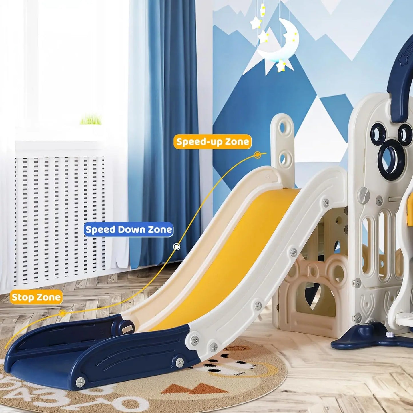 Kids Durable Playground Swing Slide Climber 6 in 1
