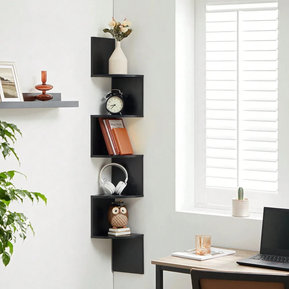 XMSJ Corner Shelf Wall Mount 5-Tier Floating Bookshelf