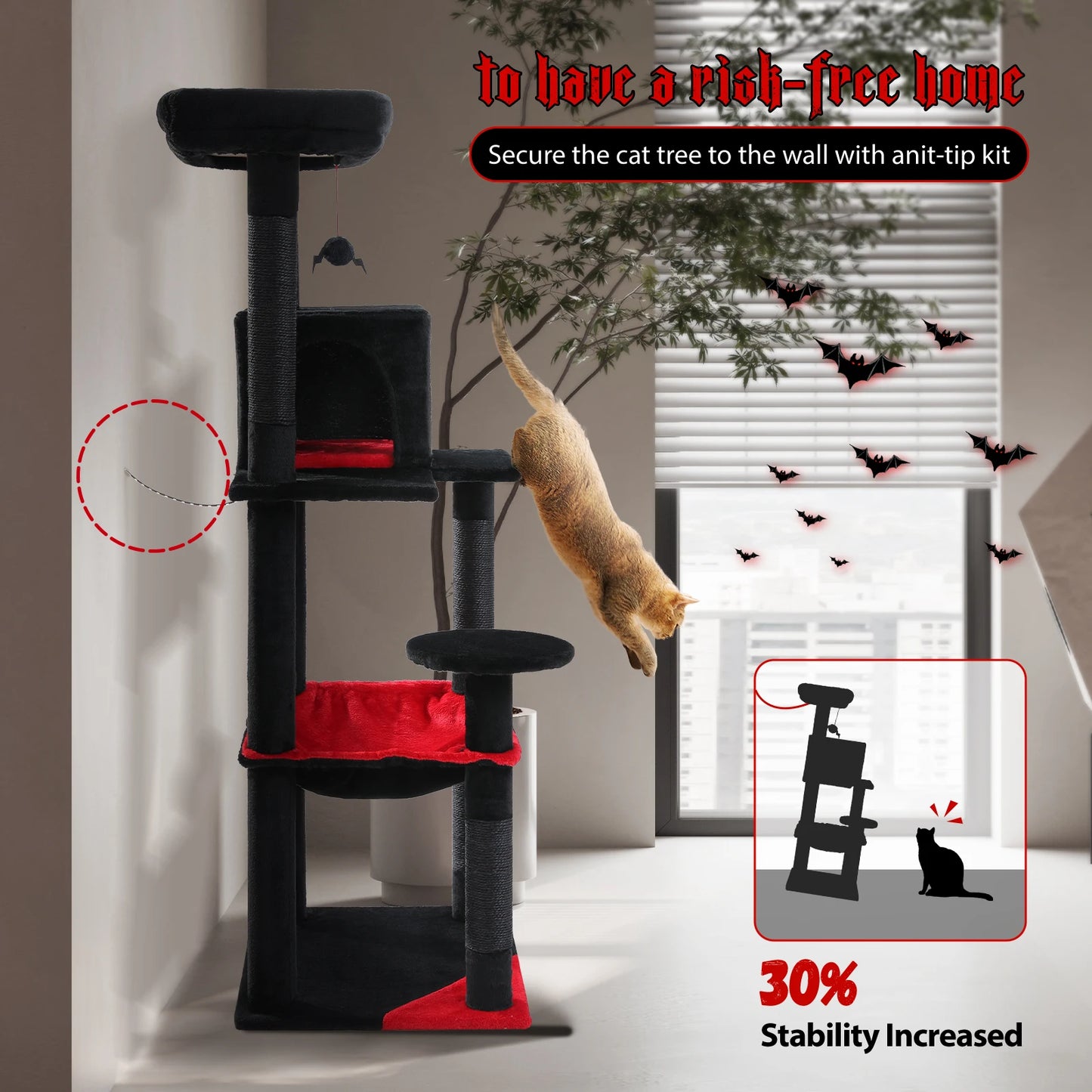 PAWZ Road Gothic Cat Tree Indoor Tower With Hammock