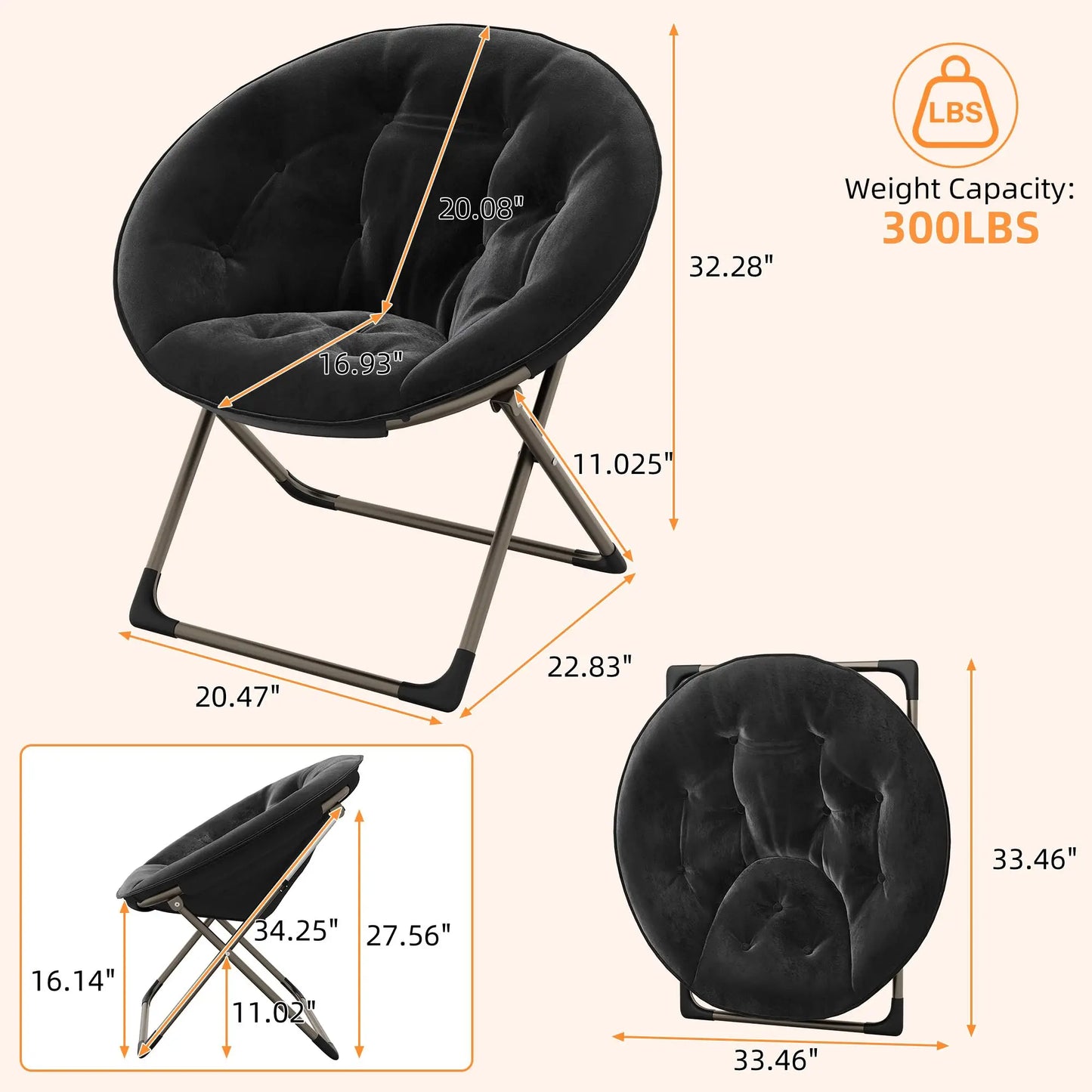 HiMISS Comfy Saucer Chair Reading Lounger With Metal Frame