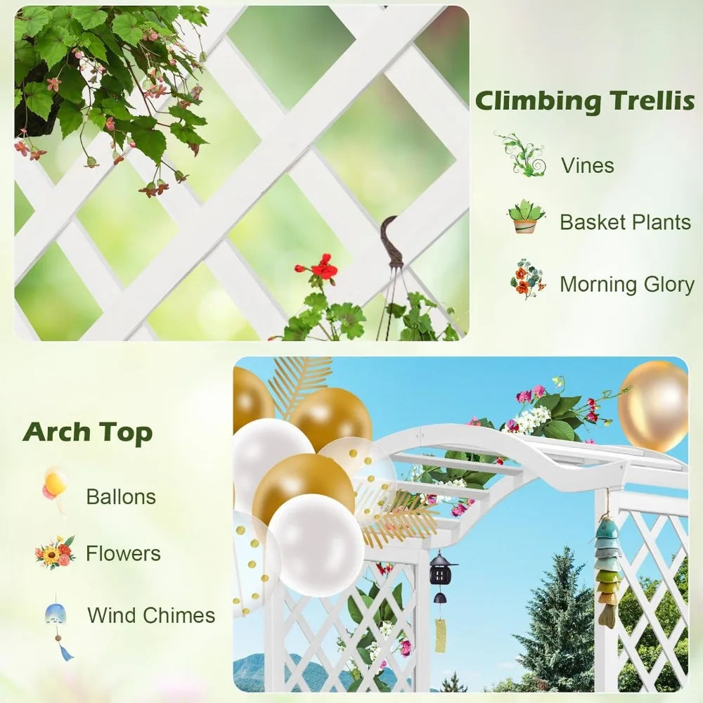 MKDK Garden Arbor With Planter Wooden Arch Trellis Outdoor