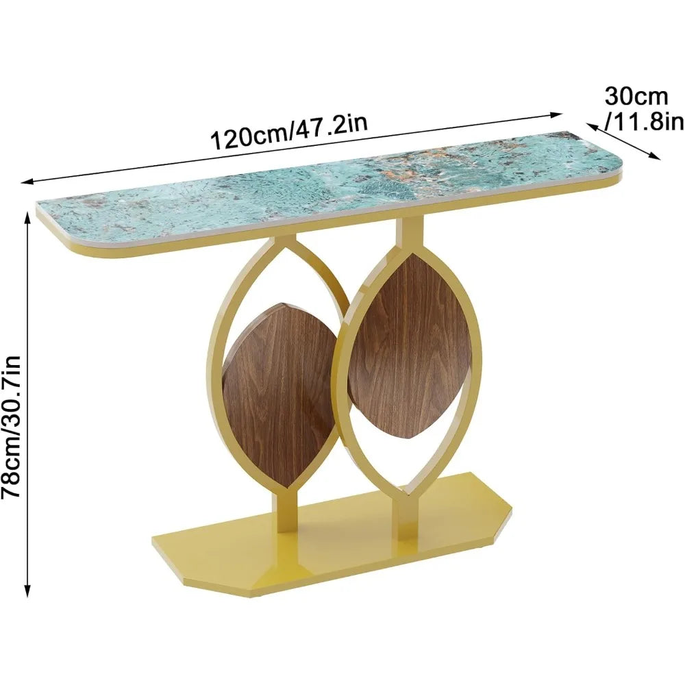 Sintered Stone Console Table With Metal Frame For Entryway