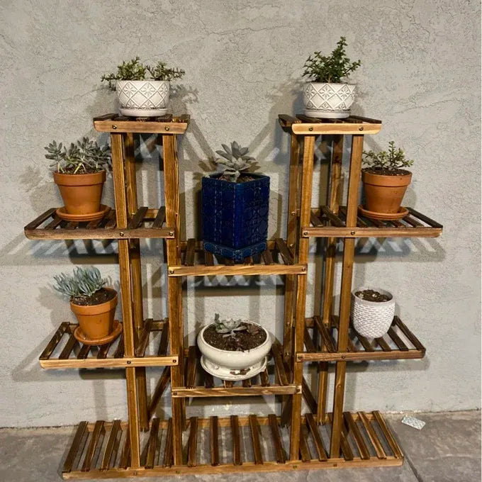 Wisfor Wooden Multi Tier Plant Shelf And Pot Stand