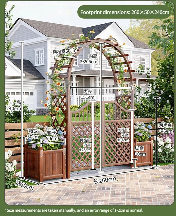 Outdoor Solid Wood Garden Arch Trellis Climbing Vines
