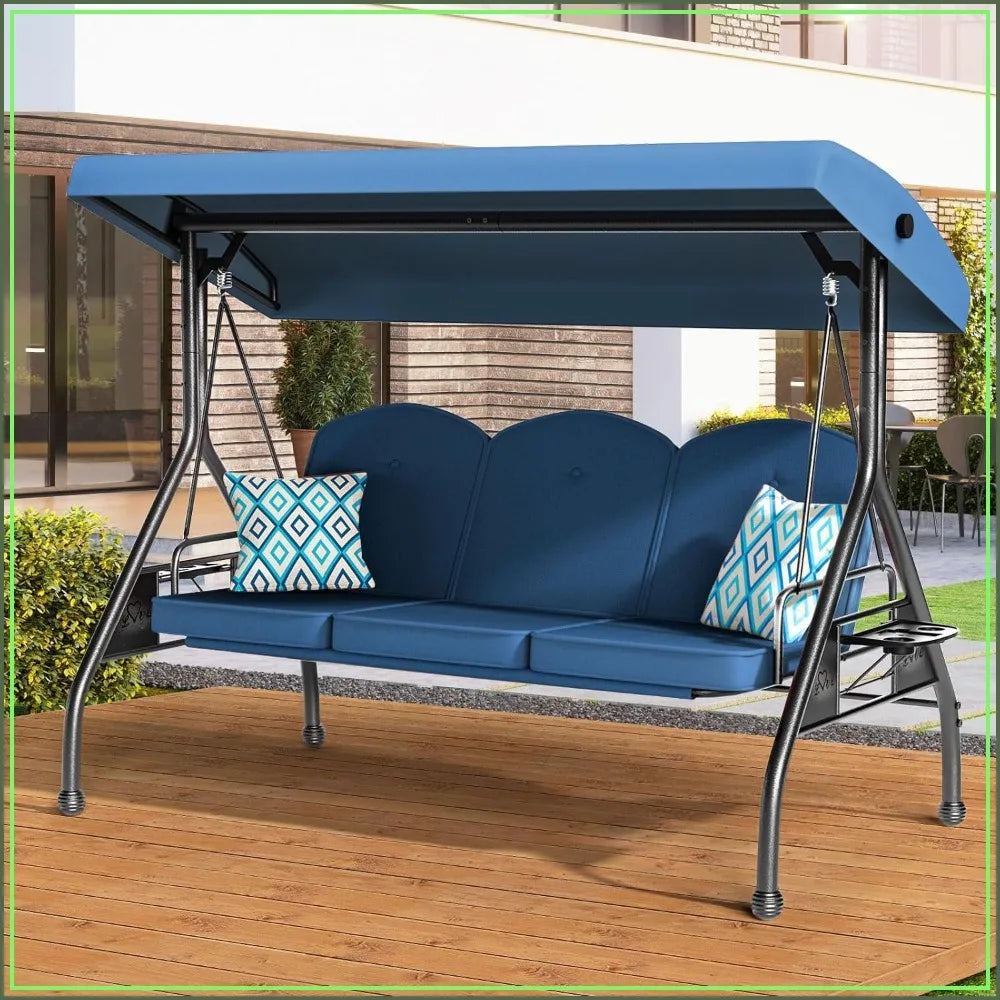 Patio Swing With Stand And Canopy 800lb Capacity Durable