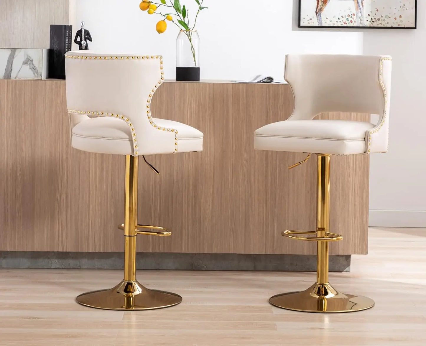 Premium Leather Bar Stools Set Of 4 Contemporary Design