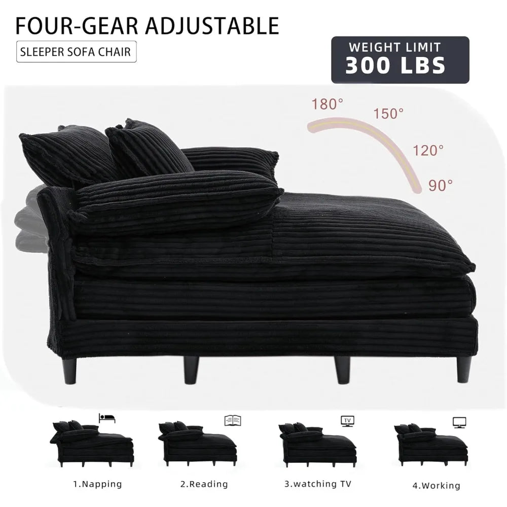RBXC Oversized Upholstered Corduroy Chaise Lounge Sofa