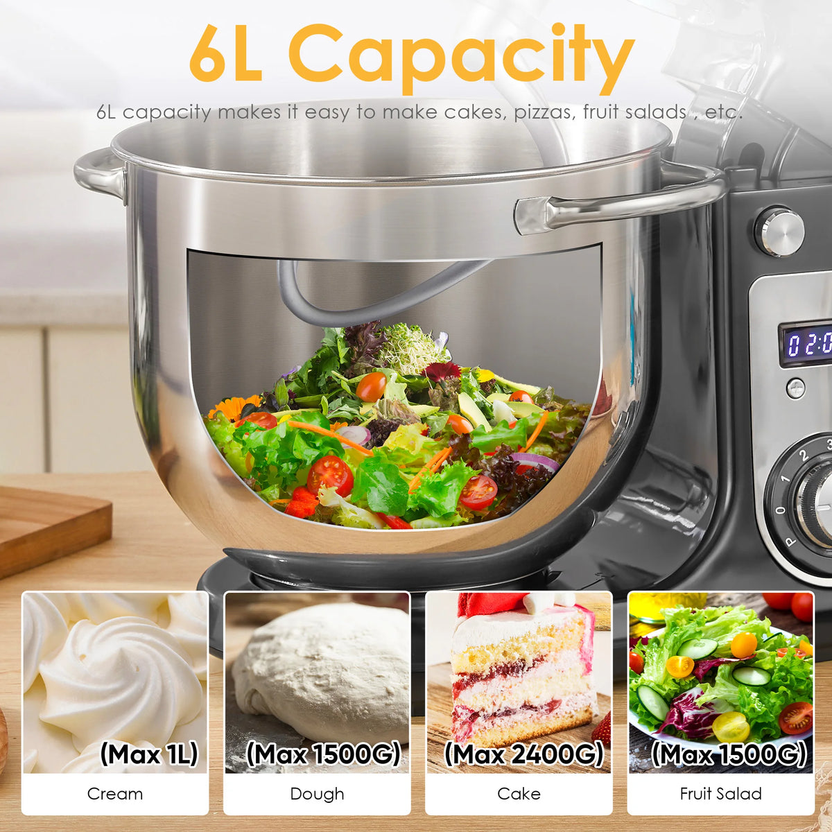 Biolomix Stand Mixer With Dough Hook, Whisk And Beater