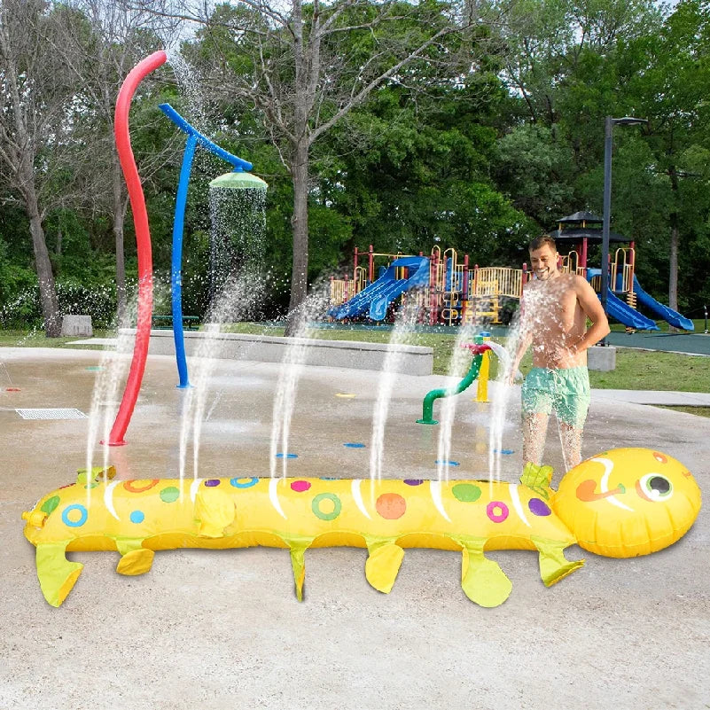 Caterpillar Sprinkler Pad Splash Play Mat For Kids Backyard