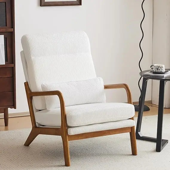 Mid Century Modern Accent Chair with Pillow Upholstered Lounge Armchair