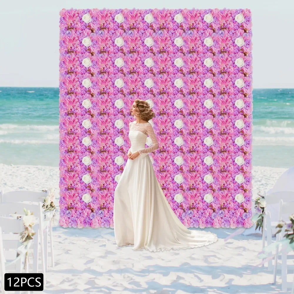 NONECN 12Pcs Flower Wall Panel 3D Backdrop Silk Hydrangea