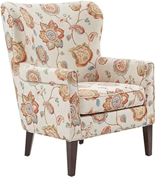 Colette Modern Wing Back Accent Chair Cream Hardwood Family Room Furniture