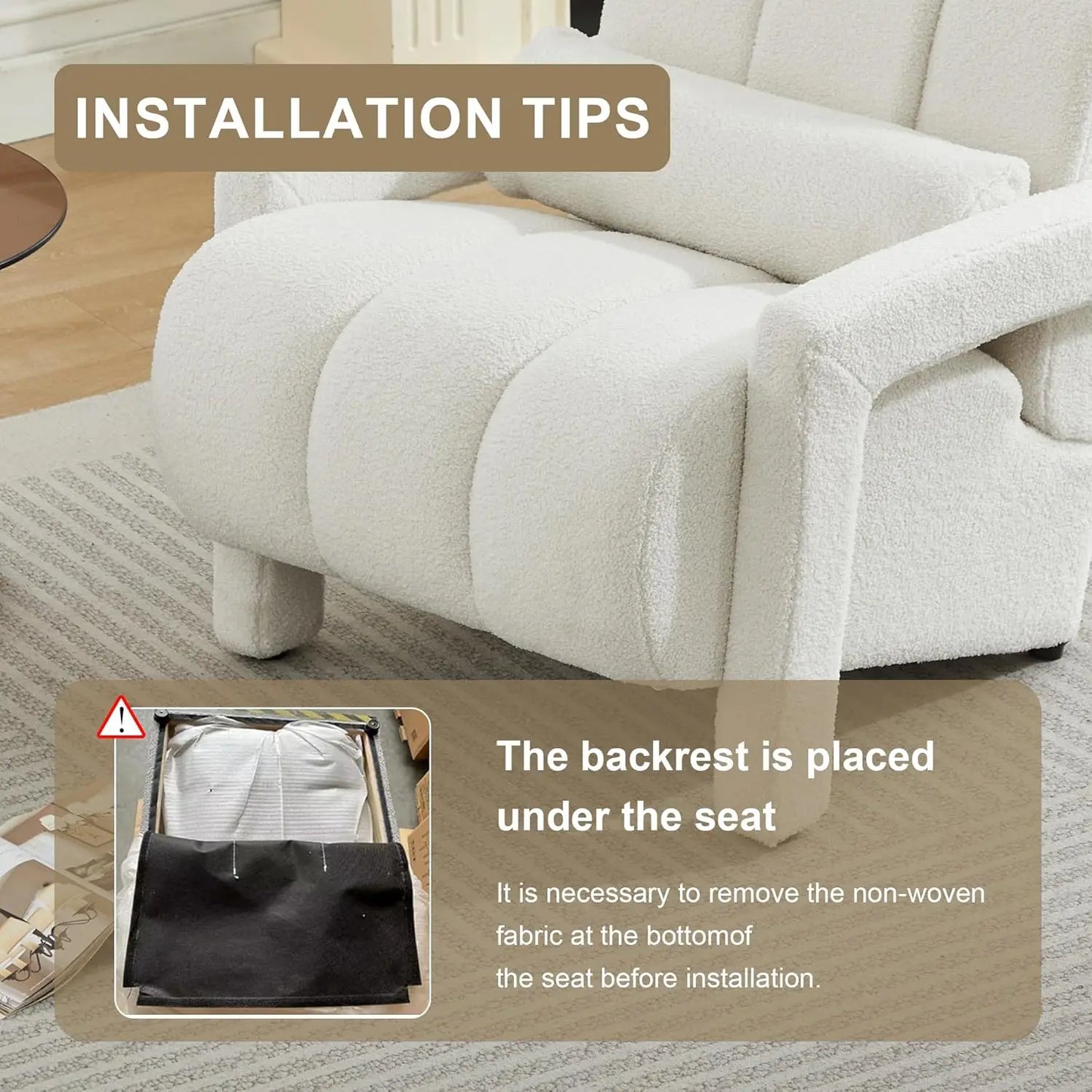 Lambswool Accent Chair Modern Upholstered Teddy Armchair