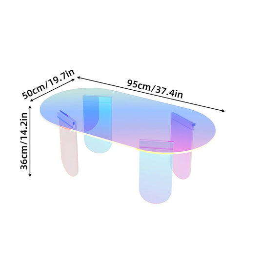 LUVODI Iridescent Acrylic Coffee Table Shatterproof Living Room