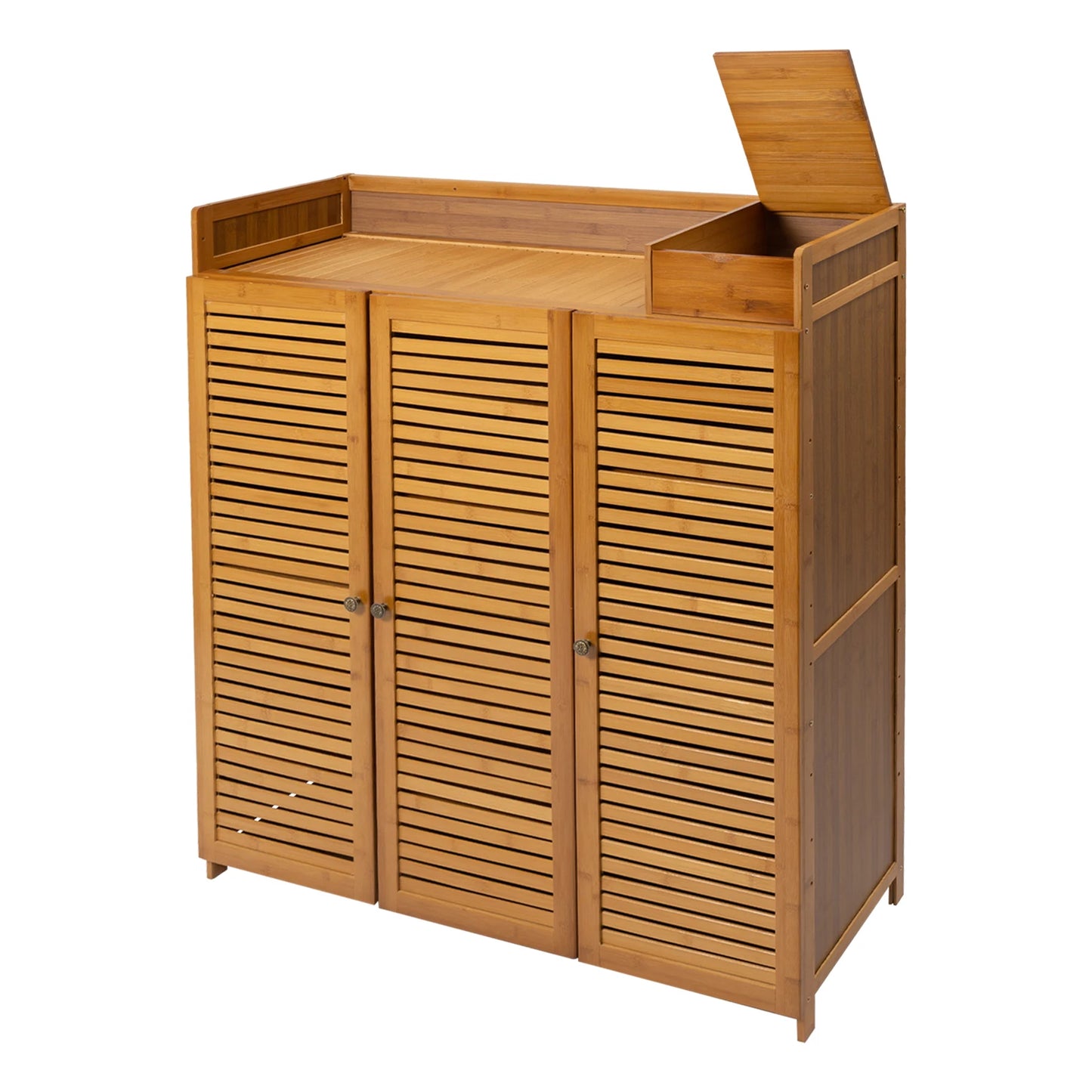 MDF Bamboo Shoe Cabinet With Doors for Hallway Storage