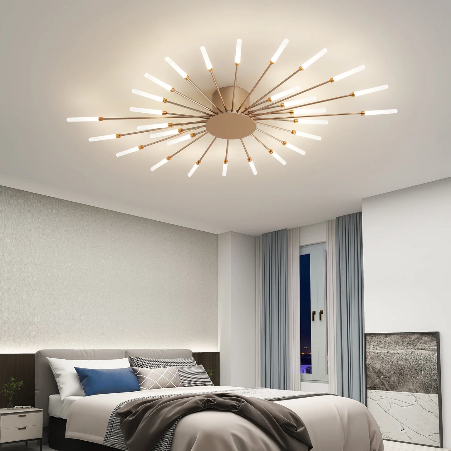 Modern LED Ceiling Light Fixture in Gold and Black for Home Decoration