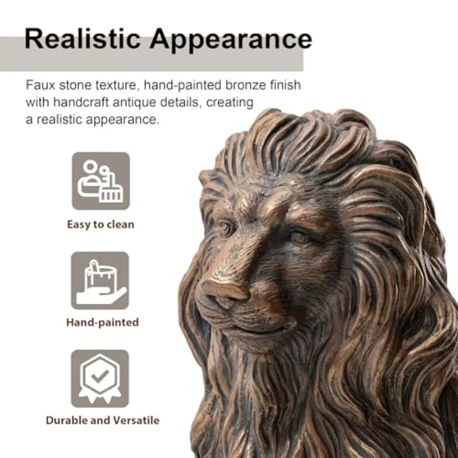 SHXI Guardian Sitting Lion Garden Statue Outdoor Decor