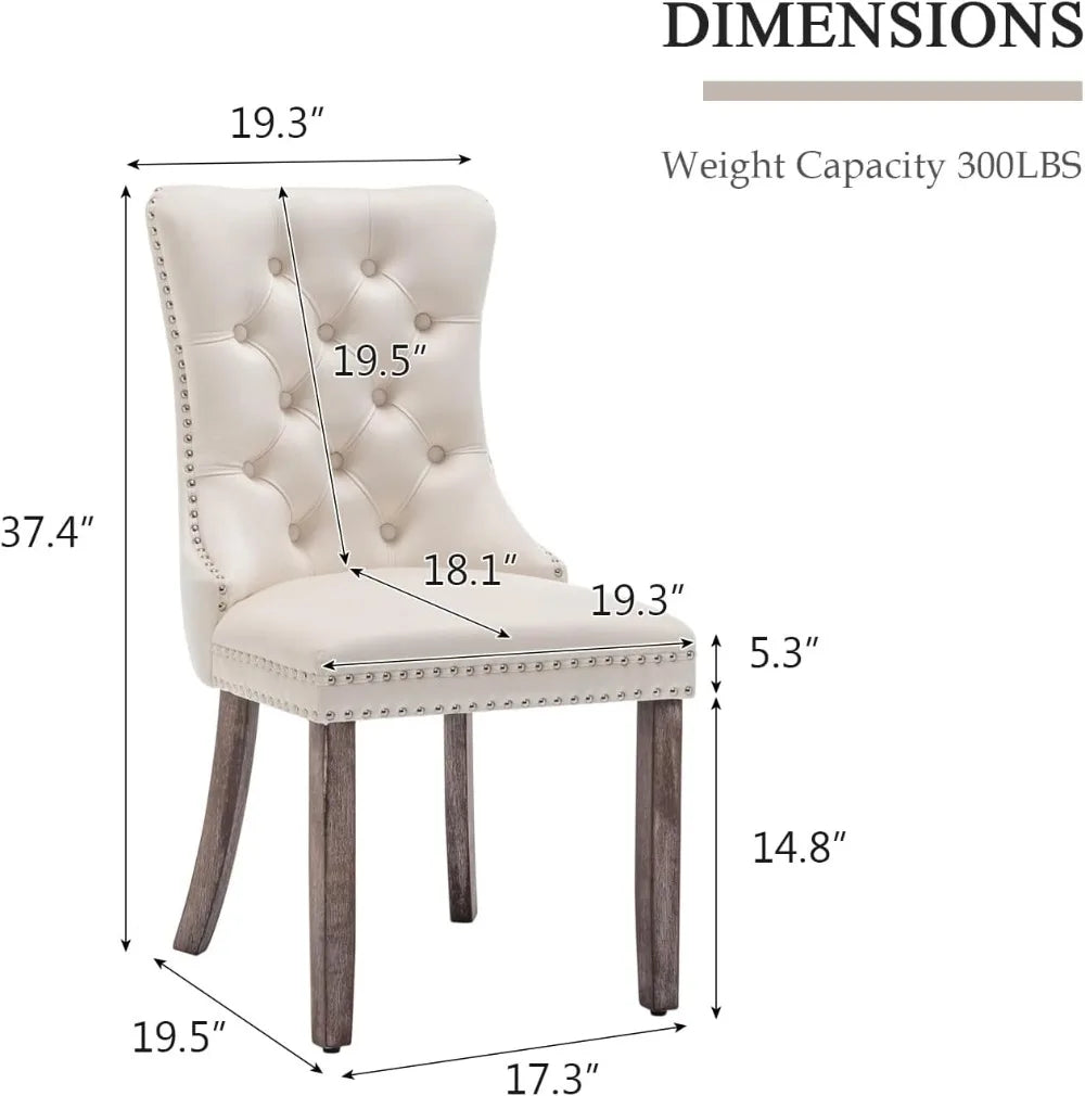 Velvet Upholstered Dining Chairs Wing Back With Nailhead Trim Tufted