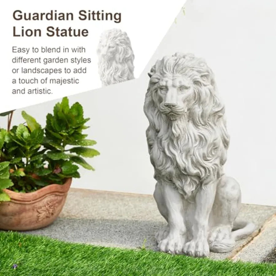 Guardian Sitting Lion Garden Statue Outdoor Decoration MGO