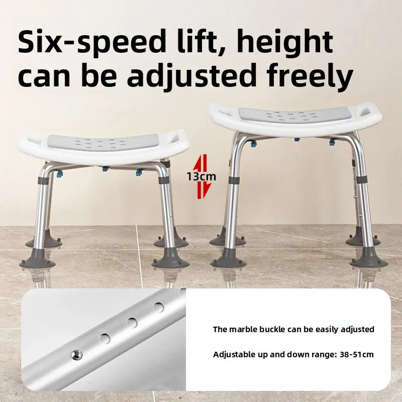 Adjustable Height Non Slip Shower Chair With Backrest
