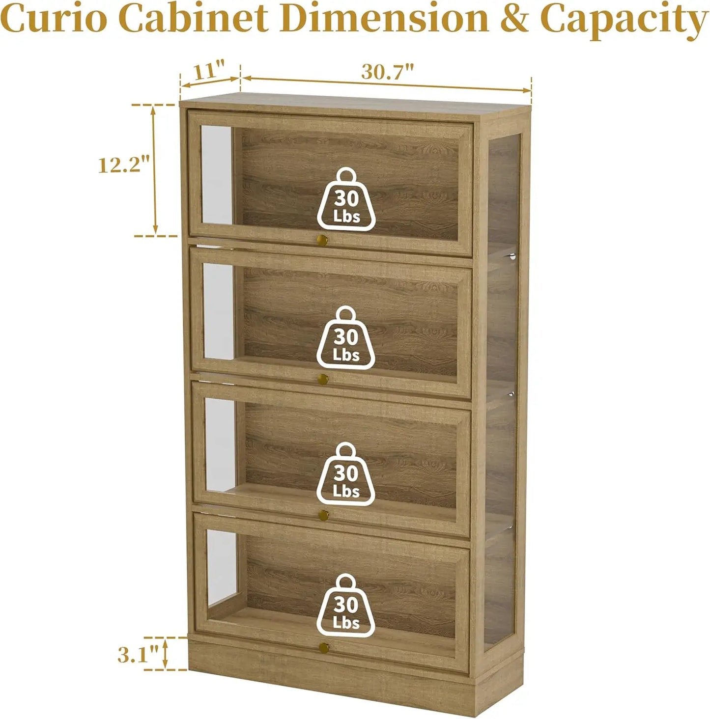 ZHILU 4-Tier Display Cabinet With LED Lighting For Collectibles