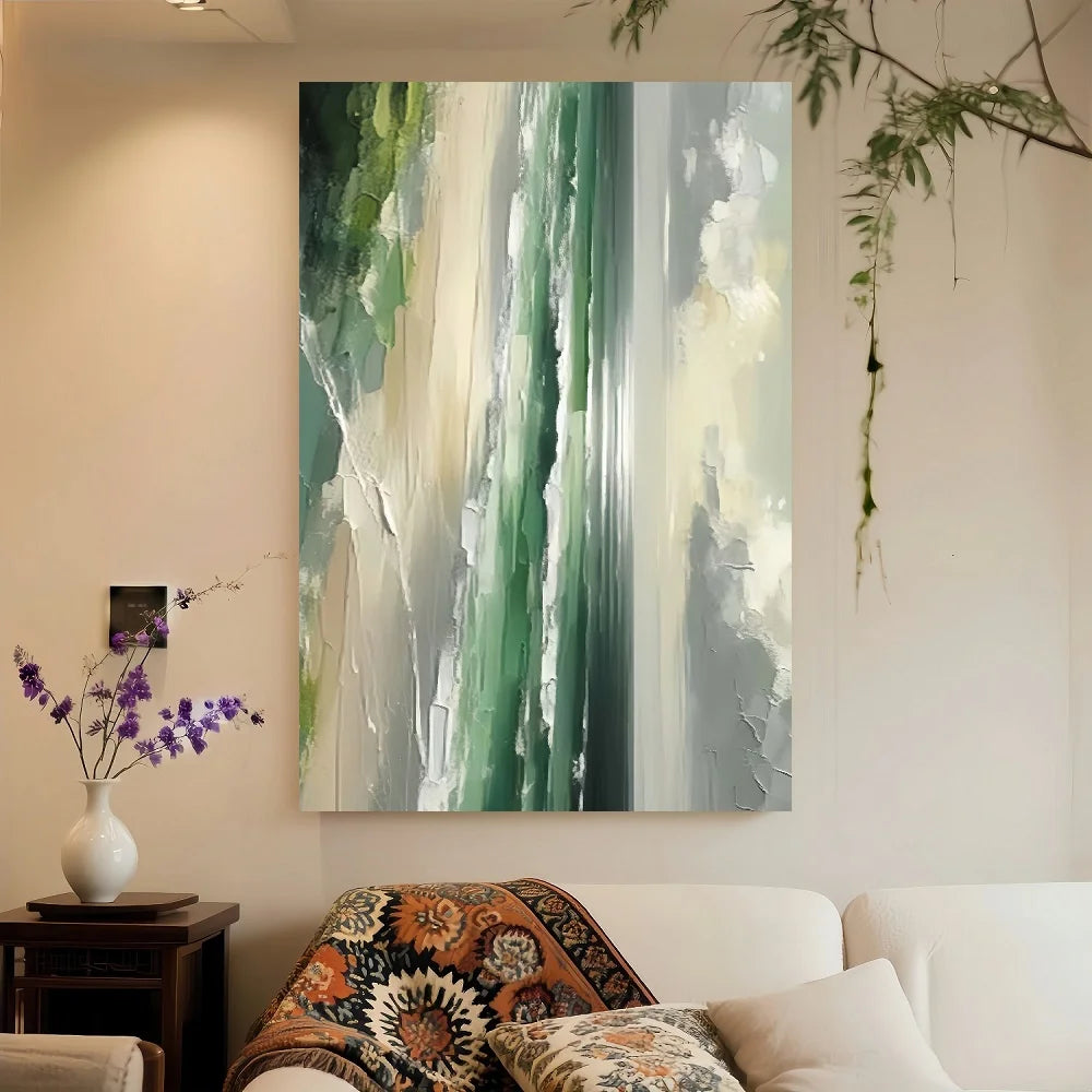 Framed Abstract Coastal Landscape Canvas Wall Art Living Room