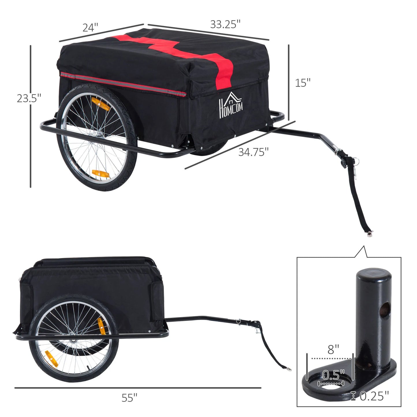 Aosom Elite Two-Wheel Bicycle Cargo Wagon Trailer with Folding Storage