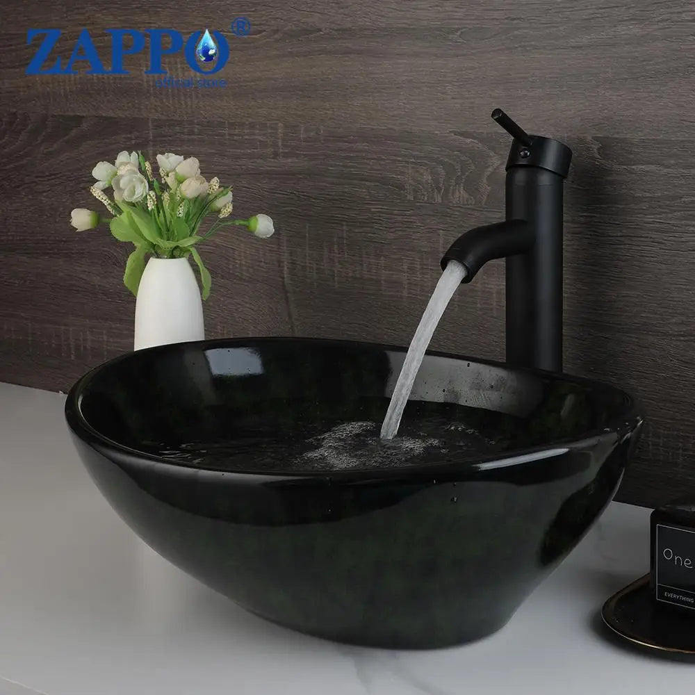 Torayvino Vessel Sink With Faucet Drain Ceramic Oval Bathroom Sink