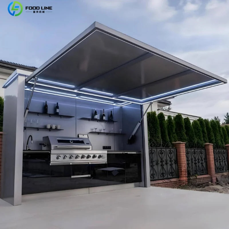 Outdoor Stainless Steel BBQ Pod With Sink And Fridge