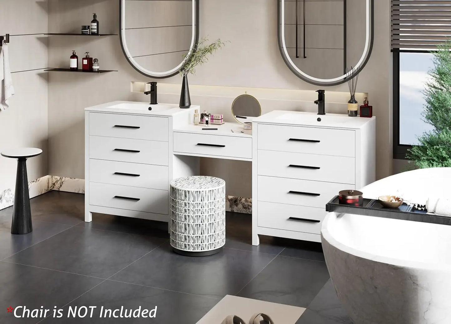 Modern Bathroom Vanity Sink Combo With Makeup Desk Faucets