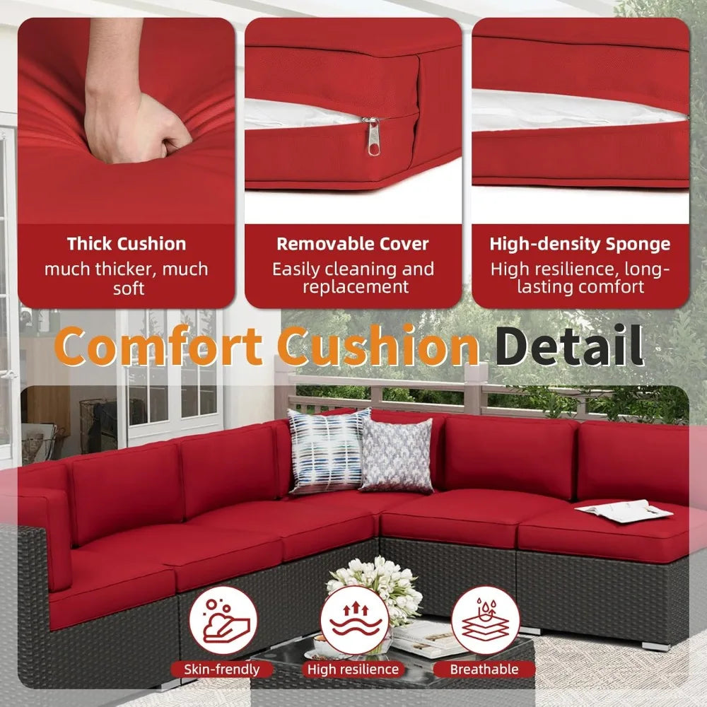 Outdoor Patio Furniture Set With Glass Top Table Cushions