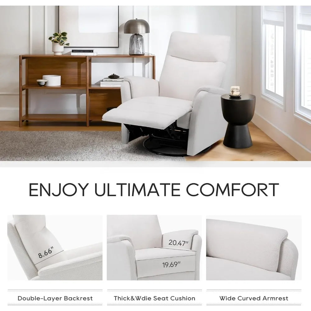 Nursery Glider Recliner Chair With Footrest And High Back