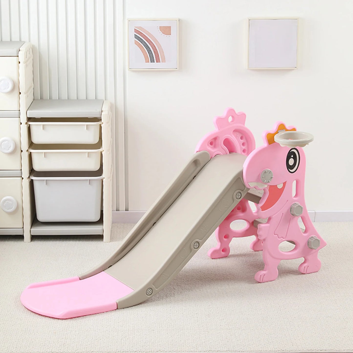 Devine In And Out Kids Dinosaur Slide With Climber Playset