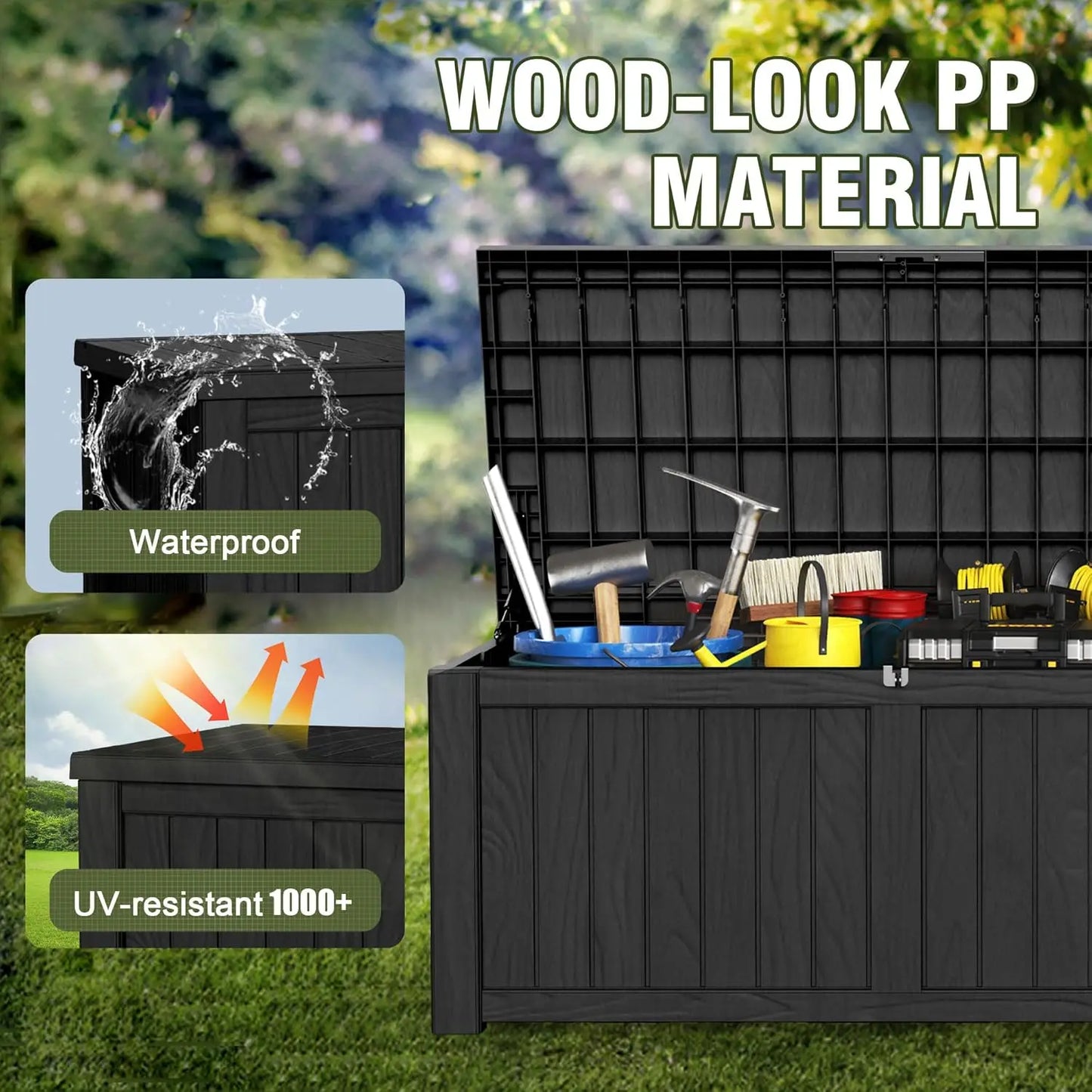 Waterproof Outdoor Resin Storage Box Lockable Patio Garden