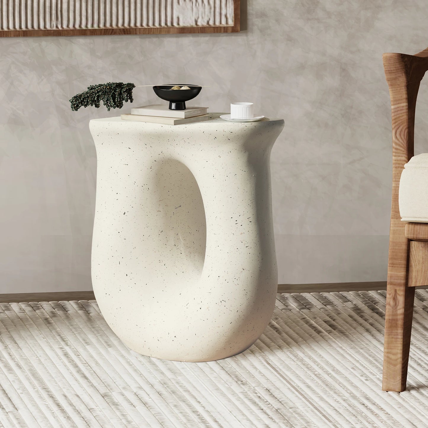U Shaped Geometric Side End Table Modern Nightstand