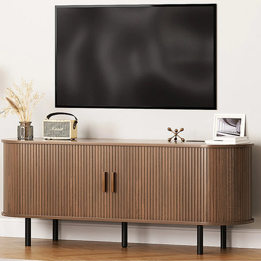 Onbrill TV Stand With Power Outlet And Sliding Doors