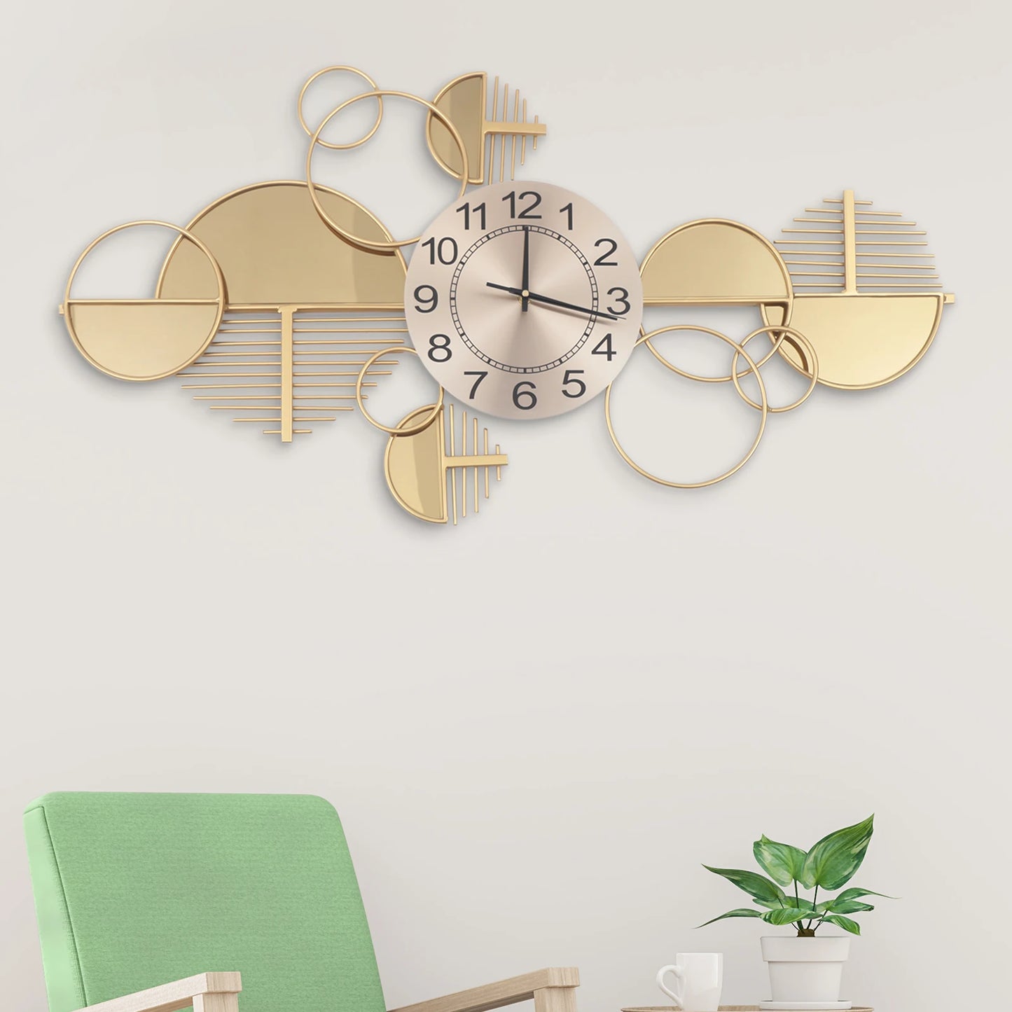 Modern Geometric Wall Clock Silent Battery Operated Artwork