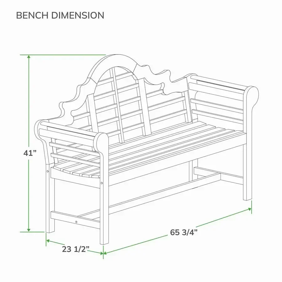 Casual Lutyens Teak Wood Garden Bench Outdoor Patio Seating