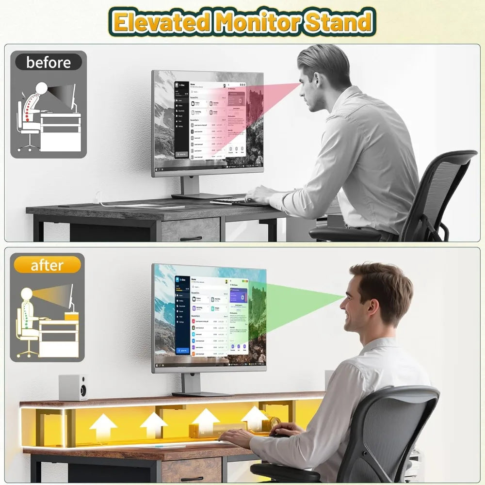 LZJV L Shaped Desk With Drawers And Storage