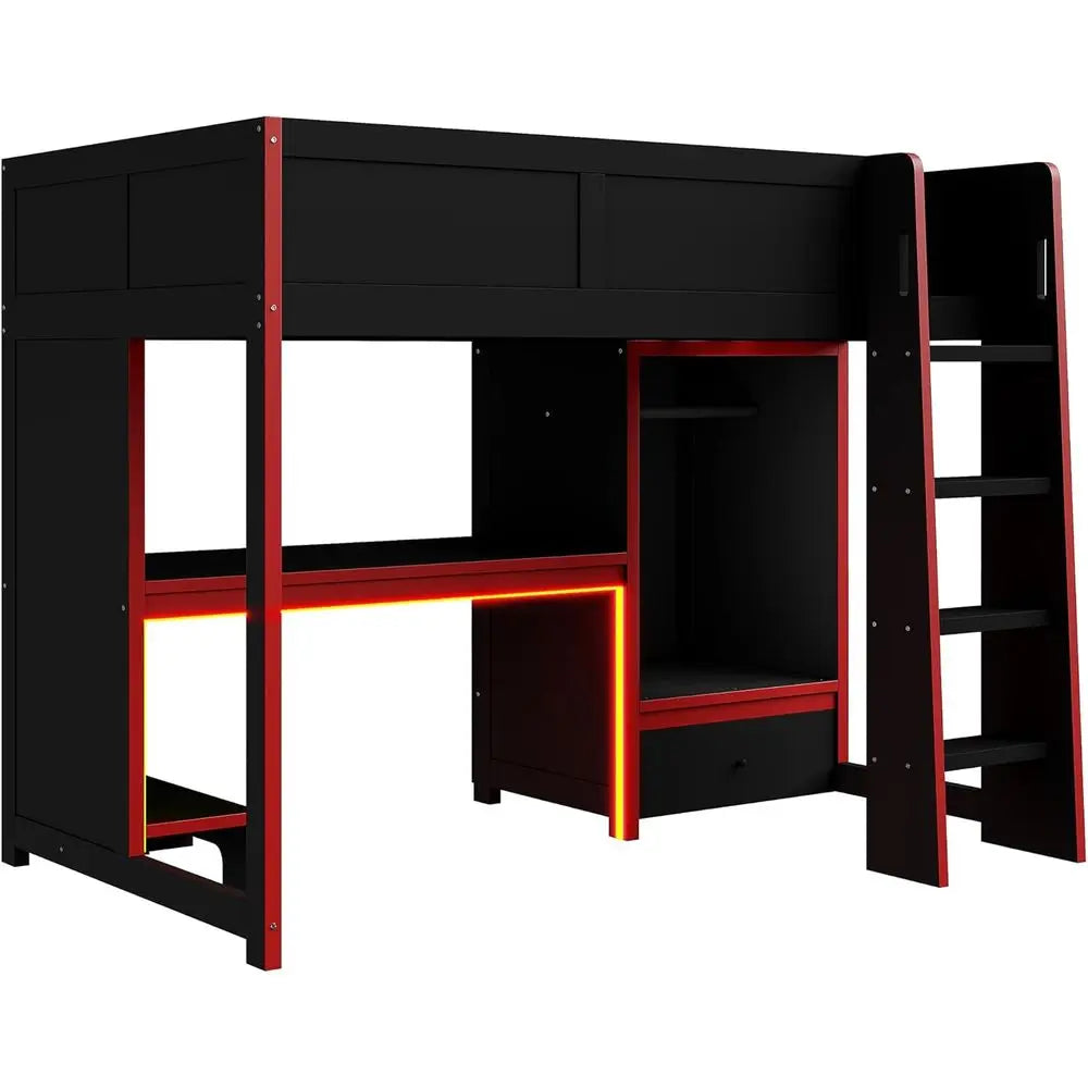 Luxurious Solid Wood Gaming Bed With Built In Desk